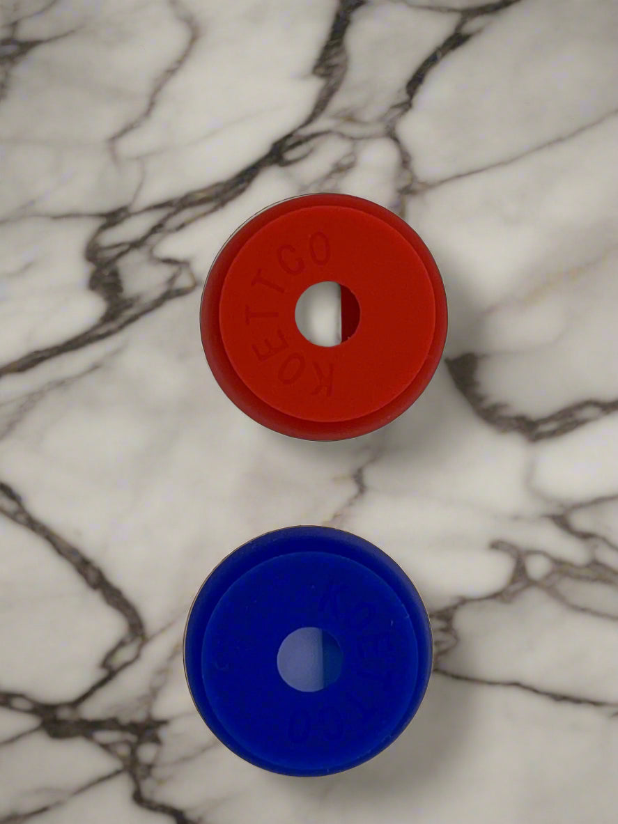 The famous Drip Dodger that keeps your electric toothbrush charger base spotless and sanitized. Cups in a two pack; one of each color. Also helps identify whose toothbrush is whose.