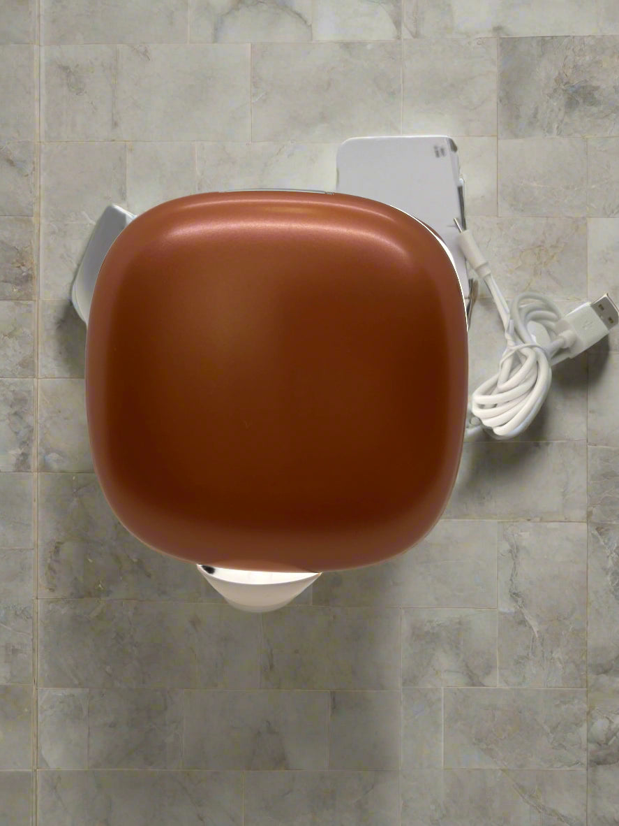 Brushed copper two light LED mirror that is rechargeable, elegant and sexy